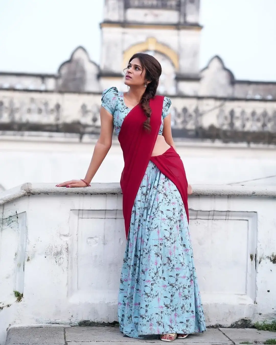 South Indian Traditional Blue Lehenga Choli Shraddha Das